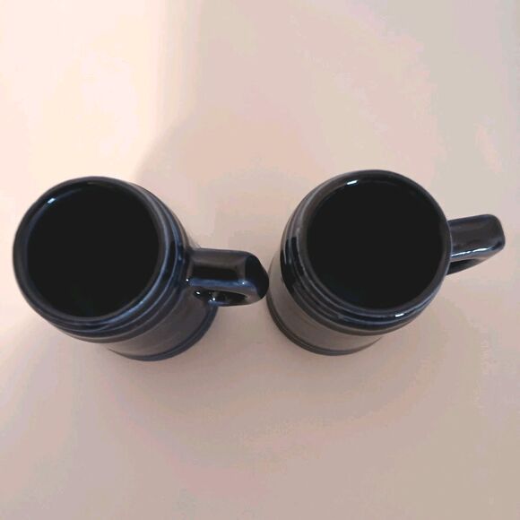 Vtg Mini Beer Stein Set Of 4 Pink & Dark Blue Ceramic Mug Shot Glasses Unmarked - Picture 5 of 16